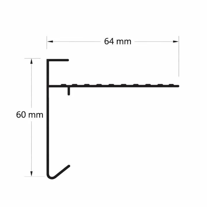 Daktrim 60 mm x 64 mm + verbindingsstuk